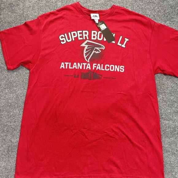 Atlanta Falcons Shirt Mens XL Red Majestic NFL Super Bowl LI 51 Destination New - Picture 2 of 13